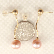 Load image into Gallery viewer, Pink-Cultured-Pearl-14k-Yellow-Gold-Spiral-Tube-Dangle-Earrings-1015342