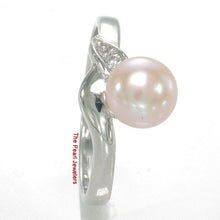 Load image into Gallery viewer, Solid Sterling Silver .925 Pink-Peach Freshwater Pearl &amp; Cubic Zirconia Accent Ring
