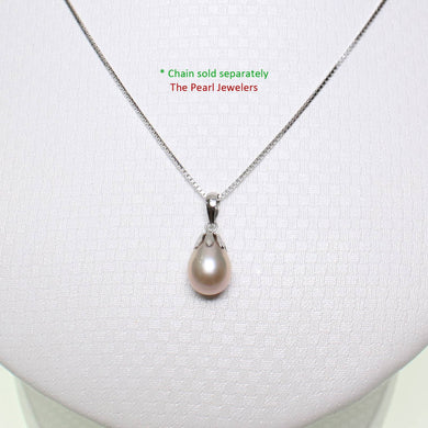 Pink Pearl Pendant – 14k White Gold Claw Bail