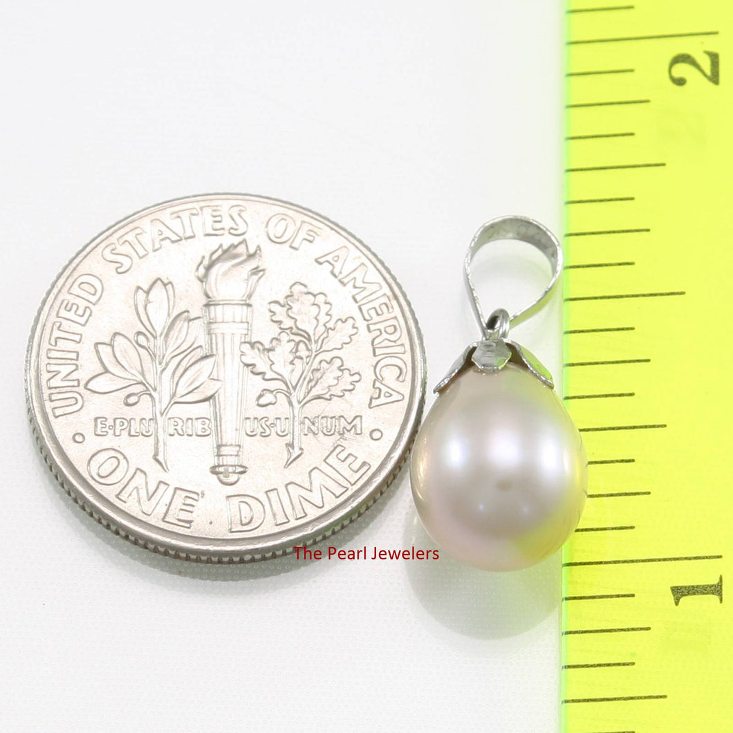 Pink Pearl Pendant – 14k White Gold Claw Bail