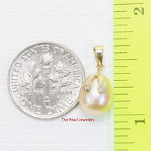 Load image into Gallery viewer, Pink Pearl Pendant with Diamond Arms – 14k Yellow Gold