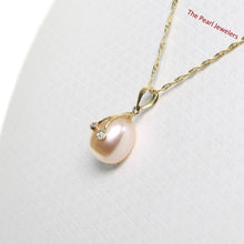 Load image into Gallery viewer, Pink Pearl Pendant with Diamond Arms – 14k Yellow Gold