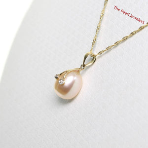 Pink Pearl Pendant with Diamond Arms – 14k Yellow Gold