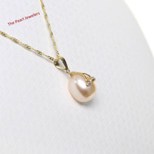 Load image into Gallery viewer, Pink Pearl Pendant with Diamond Arms – 14k Yellow Gold