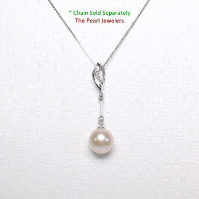Pink Pearl Pendant – 14k White Gold Petite Diamond Bail