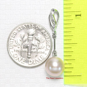 Pink Pearl Pendant – 14k White Gold Petite Diamond Bail