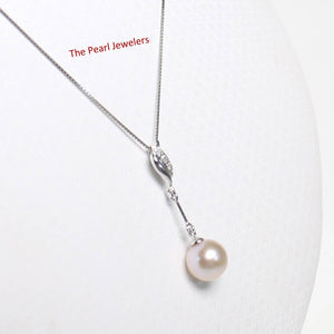 Pink Pearl Pendant – 14k White Gold Petite Diamond Bail