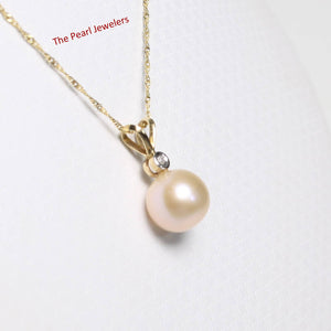 Pink Pearl Pendant – 14k Yellow Gold with Diamond Bail