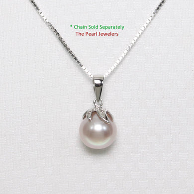 Pink Pearl Pendant – 14k White Gold Claw Bail with Diamonds