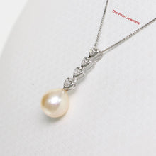 Load image into Gallery viewer, Pink Pearl Pendant – 14k White Gold Diamond Hearts Design