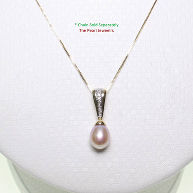 Pink Pearl Pendant – 14k Yellow Gold + 7 Diamonds