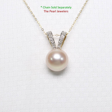 Pink Pearl Pendant with Diamond – 14k Yellow Gold Rabbit-Ear Bail