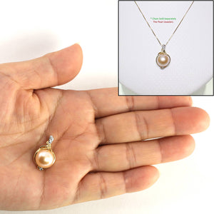 2000102 AAA Pink Cultured Pearl Diamonds 14k Pendant Necklace
