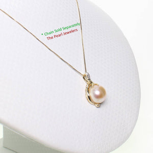 2000102 AAA Pink Cultured Pearl Diamonds 14k Pendant Necklace