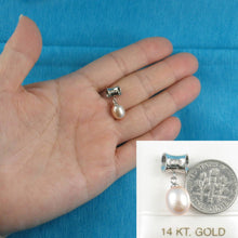 Load image into Gallery viewer, Pink Pearl Pendant – 14k White Gold Tunnel Bail + Diamonds