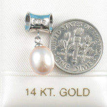 Load image into Gallery viewer, Pink Pearl Pendant – 14k White Gold Tunnel Bail + Diamonds