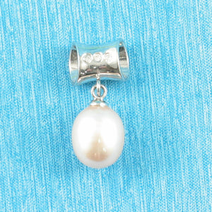 Pink Pearl Pendant – 14k White Gold Tunnel Bail + Diamonds