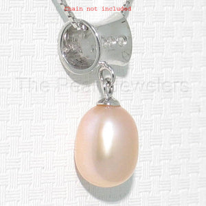 Pink Pearl Pendant – 14k White Gold Tunnel Bail + Diamonds