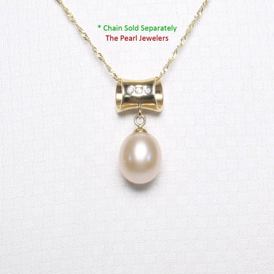 Pink Pearl Pendant – 14k Yellow Gold Tunnel Bail + Diamonds