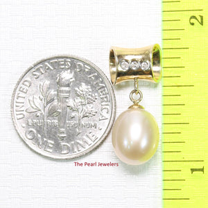 Pink Pearl Pendant – 14k Yellow Gold Tunnel Bail + Diamonds