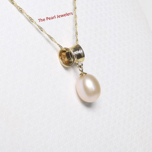 Pink Pearl Pendant – 14k Yellow Gold Tunnel Bail + Diamonds