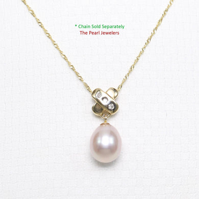 Pink Pearl Pendant – 14k Yellow Gold X Bail + Diamonds