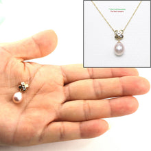 Load image into Gallery viewer, Pink Pearl Pendant – 14k Yellow Gold X Bail + Diamonds