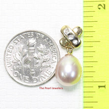Load image into Gallery viewer, Pink Pearl Pendant – 14k Yellow Gold X Bail + Diamonds
