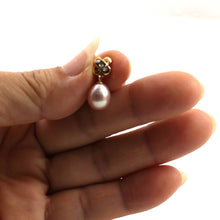 Load image into Gallery viewer, Pink Pearl Pendant – 14k Yellow Gold X Bail + Diamonds