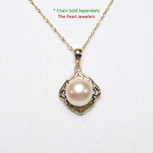 Load image into Gallery viewer, Greek Key Pink Pearl Pendant – 14k Yellow Gold