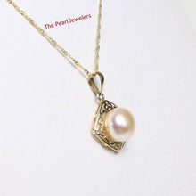 Load image into Gallery viewer, Greek Key Pink Pearl Pendant – 14k Yellow Gold