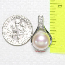 Load image into Gallery viewer, Pink Pearl Racquet Pendant – 14k White Gold with Diamonds