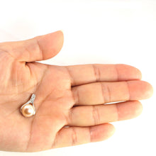 Load image into Gallery viewer, Pink Pearl Racquet Pendant – 14k White Gold with Diamonds