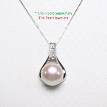 Load image into Gallery viewer, Pink Pearl Racquet Pendant – 14k White Gold with Diamonds