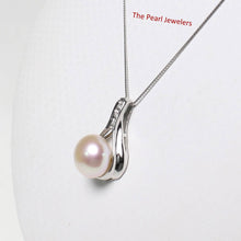 Load image into Gallery viewer, Pink Pearl Racquet Pendant – 14k White Gold with Diamonds