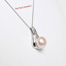 Load image into Gallery viewer, Pink Pearl Racquet Pendant – 14k White Gold with Diamonds