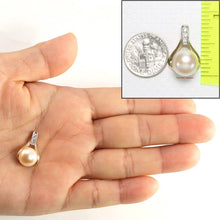 Load image into Gallery viewer, Pink Pearl Racquet Pendant – 14k Yellow Gold with Diamonds