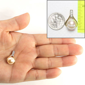 Pink Pearl Racquet Pendant – 14k Yellow Gold with Diamonds