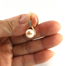Load image into Gallery viewer, Pink Pearl Racquet Pendant – 14k Yellow Gold with Diamonds