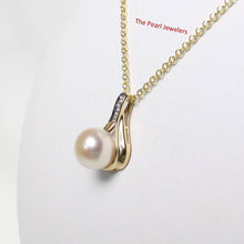 Load image into Gallery viewer, Pink Pearl Racquet Pendant – 14k Yellow Gold with Diamonds