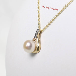 Pink Pearl Racquet Pendant – 14k Yellow Gold with Diamonds