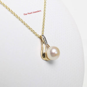 Pink Pearl Racquet Pendant – 14k Yellow Gold with Diamonds