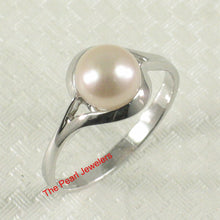 Load image into Gallery viewer, Solid Sterling Silver .925 Pink Peach Cultured Pearl Solitaire Ring