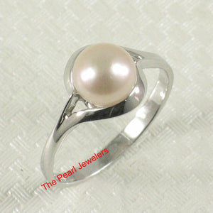 Solid Sterling Silver .925 Pink Peach Cultured Pearl Solitaire Ring