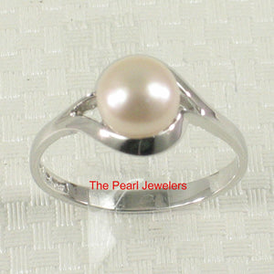 Solid Sterling Silver .925 Pink Peach Cultured Pearl Solitaire Ring