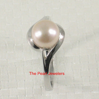 Solid Sterling Silver .925 Pink Peach Cultured Pearl Solitaire Ring