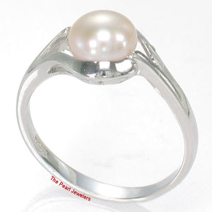 Solid Sterling Silver .925 Pink Peach Cultured Pearl Solitaire Ring