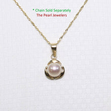 Load image into Gallery viewer, Pink Pearl Pendant – 14k Yellow Gold Three Leaf Design