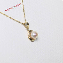 Load image into Gallery viewer, Pink Pearl Pendant – 14k Yellow Gold Three Leaf Design