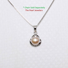 Load image into Gallery viewer, Pink Pearl Three Leaf Pendant – 14k White Gold Circle Design